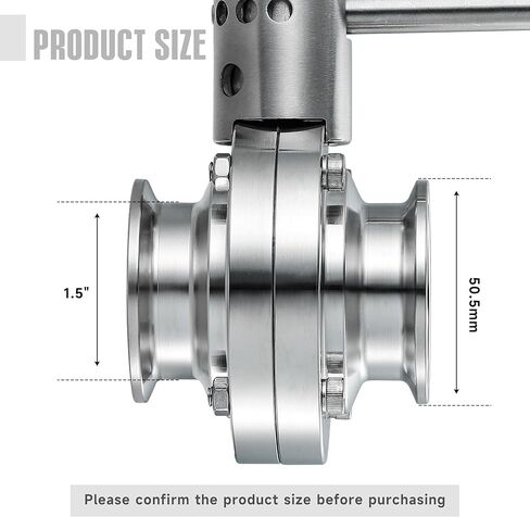 2 حزمة من صمام الفراشة ثلاثي المشبك مقاس 1.5 بوصة، صمام مقبض سحب يدوي من الفولاذ المقاوم للصدأ 304 صحي، يناسب البرسيم ثلاثي المشبك مقاس 1.5 بوصة، لأطعمة ومشروبات الألبان المنزلية (أنبوب OD مقاس 1.5 بوصة) in Kuwait