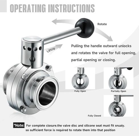 2 حزمة من صمام الفراشة ثلاثي المشبك مقاس 1.5 بوصة، صمام مقبض سحب يدوي من الفولاذ المقاوم للصدأ 304 صحي، يناسب البرسيم ثلاثي المشبك مقاس 1.5 بوصة، لأطعمة ومشروبات الألبان المنزلية (أنبوب OD مقاس 1.5 بوصة) in Kuwait