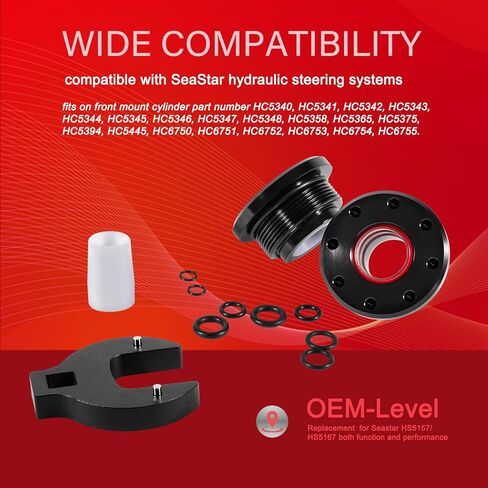 HS5157 HS5167 Front Mount Hydraulic Steering Cylinder Seal Kit with Pin Wrench, Rebuild Kit Compatible with Seastar HC5340 HC5345 HC5348 HC5358 HC6750 HC6755, Marine-Grade Anodized Anti-Corrosion in Saudi Arabia