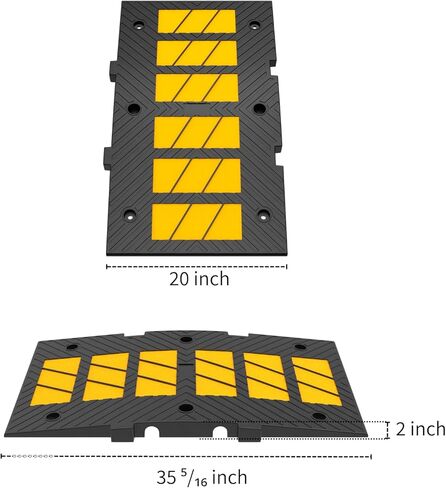1 Pack 35" Speed Bump Rubber Speed Hump Middle Part Combinable High Visibility Durable Ramp Garage Driveway Asphalt Concrete Gravel (Middle Part 1 Pack) in Kuwait