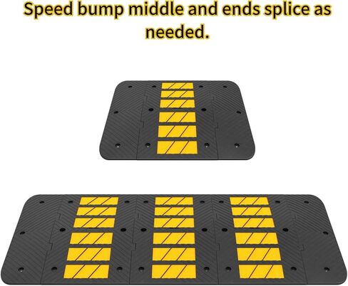 1 Pack 35" Speed Bump Rubber Speed Hump Middle Part Combinable High Visibility Durable Ramp Garage Driveway Asphalt Concrete Gravel (Middle Part 1 Pack) in Kuwait