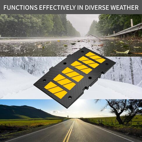 1 Pack 35" Speed Bump Rubber Speed Hump Middle Part Combinable High Visibility Durable Ramp Garage Driveway Asphalt Concrete Gravel (Middle Part 1 Pack) in Kuwait