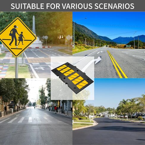 1 Pack 35" Speed Bump Rubber Speed Hump Middle Part Combinable High Visibility Durable Ramp Garage Driveway Asphalt Concrete Gravel (Middle Part 1 Pack) in Kuwait