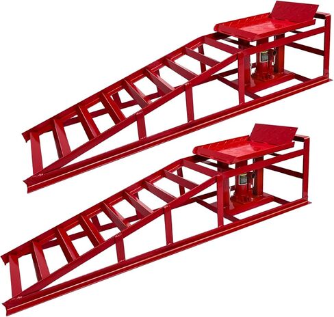 منحدرات السيارة الهيدروليكية شديدة التحمل بسعة 5 طن (عبوة من قطعتين) - رفع منخفض قابل للتعديل 9.3-14.7 بوصة مع قفل أمان ومضاد للانزلاق لتغيير الزيت، وإصلاح المرآب، وسيارات الدفع الرباعي، والشاحنات in Kuwait