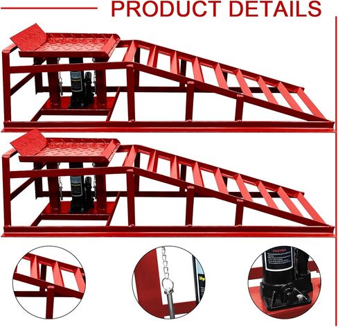 منحدرات السيارة الهيدروليكية شديدة التحمل بسعة 5 طن (عبوة من قطعتين) - رفع منخفض قابل للتعديل 9.3-14.7 بوصة مع قفل أمان ومضاد للانزلاق لتغيير الزيت، وإصلاح المرآب، وسيارات الدفع الرباعي، والشاحنات in Kuwait