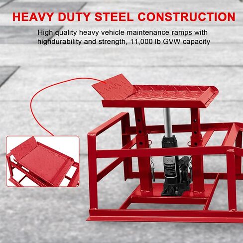 منحدرات السيارة الهيدروليكية شديدة التحمل بسعة 5 طن (عبوة من قطعتين) - رفع منخفض قابل للتعديل 9.3-14.7 بوصة مع قفل أمان ومضاد للانزلاق لتغيير الزيت، وإصلاح المرآب، وسيارات الدفع الرباعي، والشاحنات in Kuwait