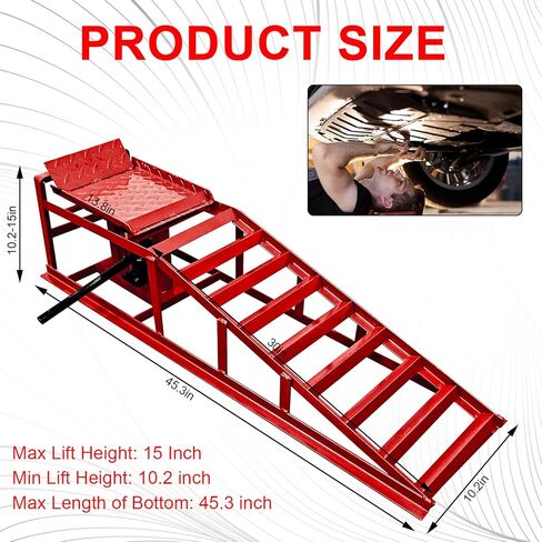 منحدرات السيارة الهيدروليكية شديدة التحمل بسعة 5 طن (عبوة من قطعتين) - رفع منخفض قابل للتعديل 9.3-14.7 بوصة مع قفل أمان ومضاد للانزلاق لتغيير الزيت، وإصلاح المرآب، وسيارات الدفع الرباعي، والشاحنات in Kuwait