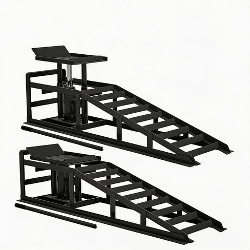 5 Ton Hydraulic Car Ramp, 11000 LB Capacity, Heavy Duty Steel Oil Change Service Ramps, 9.8-14.08 in Lifting Range for Home Garage Auto Workshop, a Pair, Black in Saudi Arabia