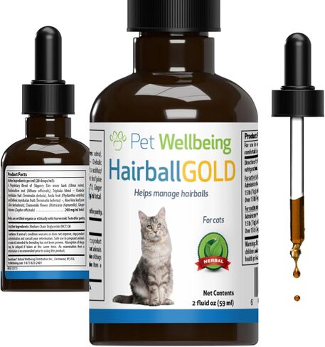 Pet Wellbeing Hairball Gold for Cats - Vet-Formulated - Eases Passage of Hairballs Through Digestive Tract - No Mineral Oil, All-Natural Lubrication - 2 oz (59 ml) in Kuwait