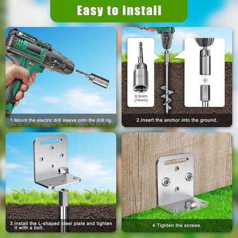 BeneLabel 2/4 Pack 18" 30" Ground Anchors Screw in Mobile Home Anchors Kits 2.8" Wide Tapered Spiral Trampoline Anchor Set with Bracket Swing Set Anchor for Playset, Tent, Shed, Fence, Swingset in Kuwait