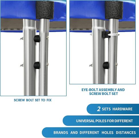 Trampoline Curved Pole Replacement, Universal Curved Enclosure Pole for 10-16ft Frame, with Plastic T Connector, Mounting Hardware, Foam Cover in Kuwait
