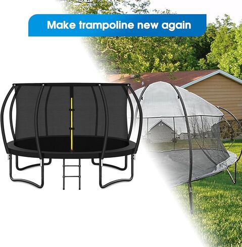 Trampoline Curved Pole Replacement, Universal Curved Enclosure Pole for 10-16ft Frame, with Plastic T Connector, Mounting Hardware, Foam Cover in Kuwait