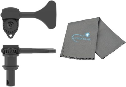 مجموعة موالف جيتار Hipshot Ultralite Bass مقاس 3/8 بوصة - 2 موالفات سوداء جانبية ثلاثية الجوانب Y مع قطعة قماش تلميع in Saudi Arabia