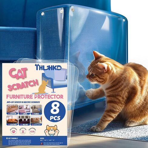 24PCS Cat Scratch Furniture Protector, Double Sided Couch Protectors Tape from Cats Claws Scratching, Clear Sticky Sheets Proof Clawing Sofa Corner Protection Cover Anti Scratch for Furniture in Kuwait