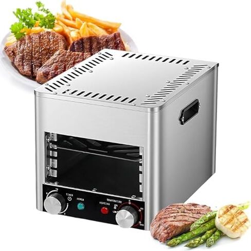 Commercial Indoor Broiler, 4 or 8 Layer Grill, With 10min Timing & 800℃ Temperature Adjustment,Steak Oven Commercial Electric Oven with Tray & Grill,B (B) in Saudi Arabia