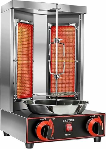Grill Machine, Electric Vertical Kebab Gyro Grill Machine,Chicken Cooker Machine with 2 Burners, Broiler Gyro Rotisserie Oven Doner Kebab Machine in Saudi Arabia