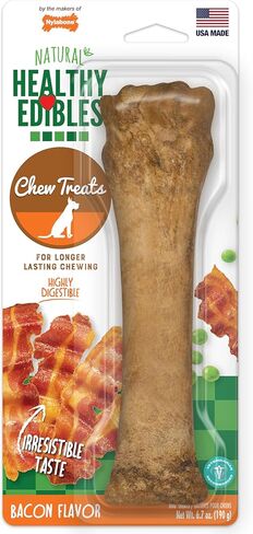 Nylabone Healthy Edibles Natural Dog Chews Long Lasting Bacon Flavor Treats for Dogs, X-Large/Souper (2 Count) in Kuwait