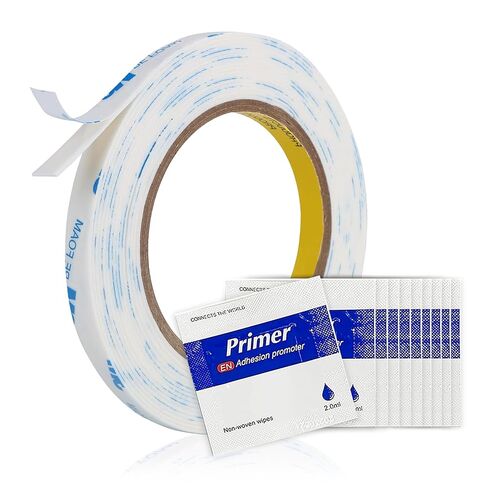 شريط قابل للإزالة على الوجهين - شريط تثبيت من إسفنج البولي إيثيلين عالي التحمل مقاس 0.39 بوصة × 16.5 قدم مع معززات التصاق - آمن على الحائط ومقاوم للماء وخالي من الأضرار للملصقات والصور المعلقة والجدران المطلية in Kuwait