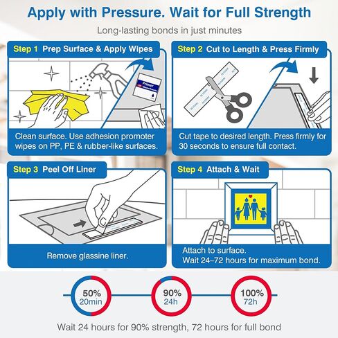 شريط قابل للإزالة على الوجهين - شريط تثبيت من إسفنج البولي إيثيلين عالي التحمل مقاس 0.39 بوصة × 16.5 قدم مع معززات التصاق - آمن على الحائط ومقاوم للماء وخالي من الأضرار للملصقات والصور المعلقة والجدران المطلية in Kuwait