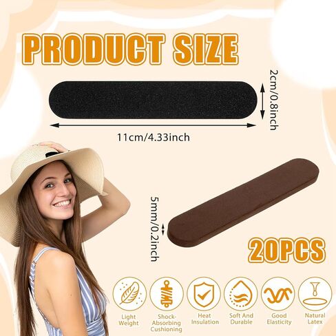 20 Pcs Hat Size Reducer Hat Size Tape Hats Liner Absorbent Sweat Pad Foam Sizes Reducing Tape for Hats Absorbent Sweat (Black,Brown) in Saudi Arabia
