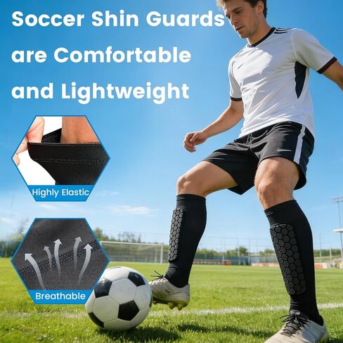 Soccer Shin Guards Ski Guards Gel Pads Shin Defender Shin Guards for Kids Youth Adult, Calf Compression Sleeve with Honeycomb Pads for Football & Skiing in Saudi Arabia