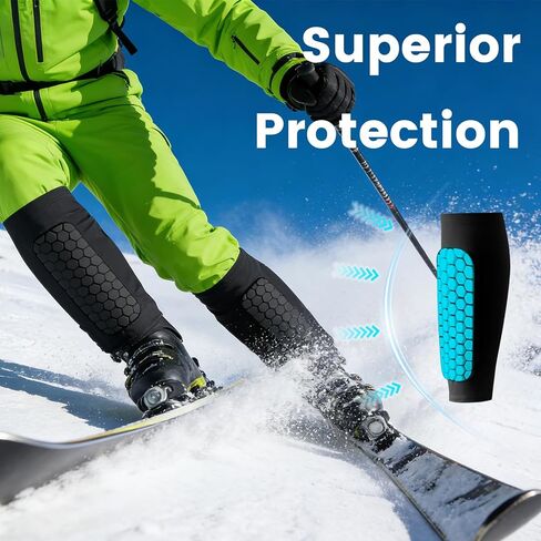 Soccer Shin Guards Ski Guards Gel Pads Shin Defender Shin Guards for Kids Youth Adult, Calf Compression Sleeve with Honeycomb Pads for Football & Skiing in Saudi Arabia