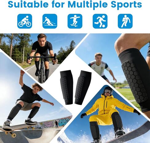 Soccer Shin Guards Ski Guards Gel Pads Shin Defender Shin Guards for Kids Youth Adult, Calf Compression Sleeve with Honeycomb Pads for Football & Skiing in Saudi Arabia