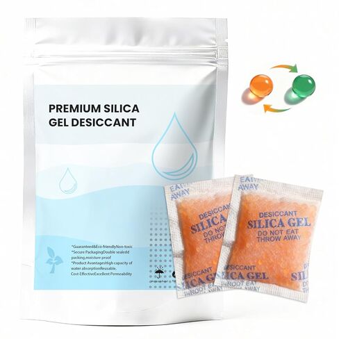 Color-Indicating Silica Gel Packets, 5g (50 Pack), Food-Grade Reusable Desiccant Moisture Absorbers for Food Storage, Closets, Electronics in Kuwait