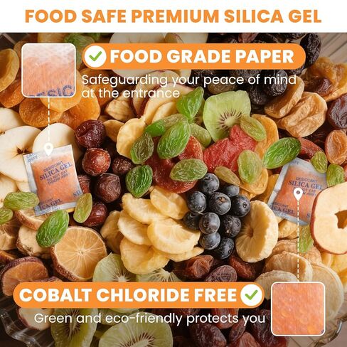 Color-Indicating Silica Gel Packets, 5g (50 Pack), Food-Grade Reusable Desiccant Moisture Absorbers for Food Storage, Closets, Electronics in Kuwait