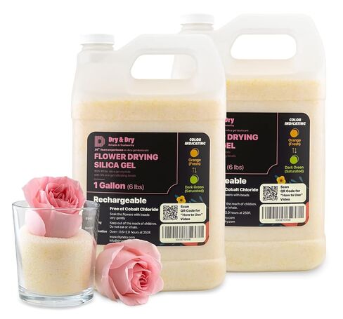 جاف وجاف (1 جالون صافي 6 رطل) لون يشير إلى جل السيليكا الفاخر مجفف تجفيف الزهور - مجفف جل السيليكا لتجفيف الزهور (6 رطل قابل لإعادة الاستخدام) جل السيليكا in Kuwait