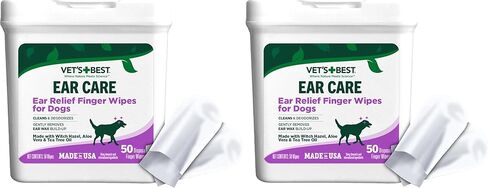 Vet's Best Ear Relief Finger Wipes, Ear Cleansing Finger Wipes for Dogs, Sooths & Deodorizes, 50 Disposable Wipes in Kuwait