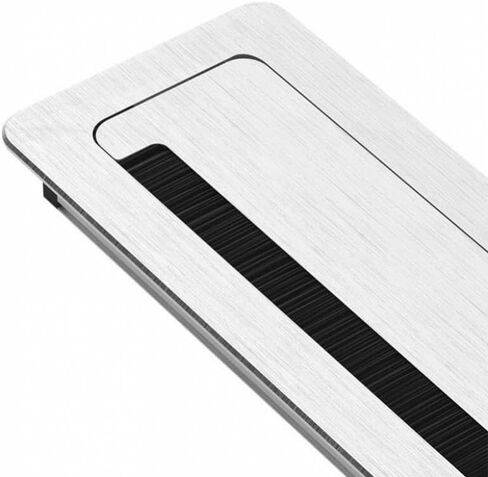 Desk Grommet,1PC Aluminum 200x96mm PC Office Table Hole Cover with Black Brush Cable Organizer. in Saudi Arabia