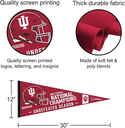 Indiana Hoosiers Undefeated Season and 2025 National Champions Pennant Flag in Saudi Arabia