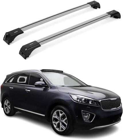 Omac Lockable Rack Rack Cross Bars Carrier Luggage Carrier لـ Kia Sorento 2021-2025 أسود مضاد للسرقة للسفر قوارب الزوارق تزلج التزلج على الجليد التزلج على الجليد in Saudi Arabia
