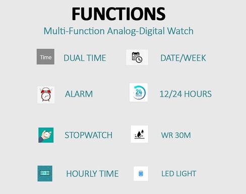 ساعة ShoppeWatch للرجال لحكم كرة القدم وجه مربع كبير LED ثنائي التوقيت تناظري رقمي مضيء وساعة توقيت وسوار جلدي Reloj Deportivo para Hombre Cronometros Wacht in Kuwait
