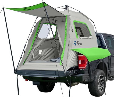 JOYTUTUS Automatic Truck Tent, Easy Set-up, Portable Truck Bed Tent 5.5FT with Rainfly, Truck Camping Tent with Waterproof PU2000mm Double Layer for 2 Person - Blue in Saudi Arabia