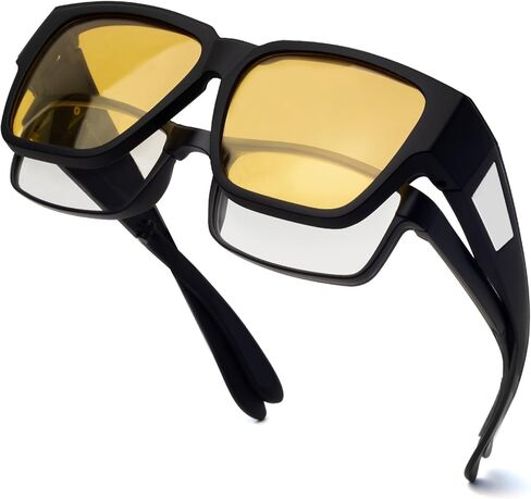 Face Shadow Fit Over Glasses for Night Driving Anti Glare HD Night Vision Glasses Polarized Sunglasses for Men Women in Kuwait