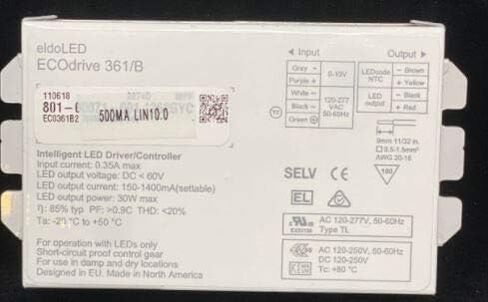 ECOdrive 361/B 500MA LIN 10.0MIN، ECOdrive، 30W، 0-10V، قناة تحكم واحدة، تيار ثابت، خرج 1x 55V، تغذية سفلية، مربع معدني 500MA LIN 10.0MIN، 228WYF in Kuwait