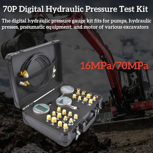 70P Digital Hydraulic Pressure Test Kit w/ 3 Gauges (1 * 16MPa, 2 * 70MPa) & 22 Couplings Replacement for Caterpillar, John Deere Excavator Repair Mixizap in Kuwait