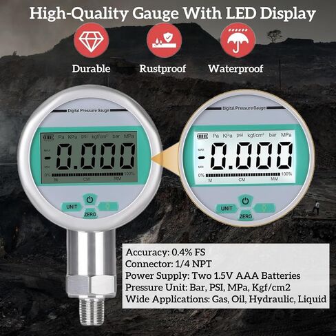 70P Digital Hydraulic Pressure Test Kit w/ 3 Gauges (1 * 16MPa, 2 * 70MPa) & 22 Couplings Replacement for Caterpillar, John Deere Excavator Repair Mixizap in Kuwait