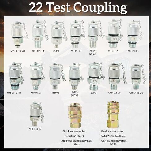 70P Digital Hydraulic Pressure Test Kit w/ 3 Gauges (1 * 16MPa, 2 * 70MPa) & 22 Couplings Replacement for Caterpillar, John Deere Excavator Repair Mixizap in Kuwait