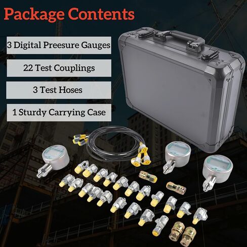 70P Digital Hydraulic Pressure Test Kit w/ 3 Gauges (1 * 16MPa, 2 * 70MPa) & 22 Couplings Replacement for Caterpillar, John Deere Excavator Repair Mixizap in Kuwait