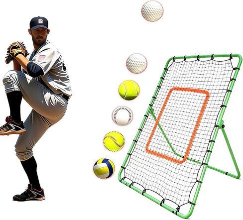 Volleyball Rebounder Net 7x4 FT, 5 Angle Adjustable, High-Tension PE Net with Steel Frame for Soccer Baseball Lacrosse Training in Saudi Arabia