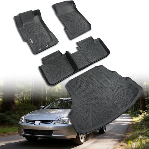 Floor Mats & Cargo Liner Compatible with 2008-2012 Honda Accord(Only Sedan) LX/SE/EX,All Weather Protection TPE, Anti-Slip Floor Mats & Trunk Mat Fit for Accord 2008 2009 2010 2011 2012 Accessories in Kuwait