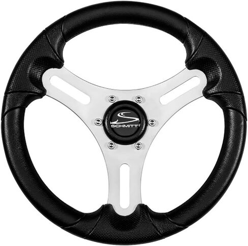 PU063104-01R - Aftermarket Replacement Torcello Lite 13 Inch Wheel - Black Polyurethane Wheel with Silver Spokes and Black Cap- 3/4 Inch Tapered Shaft Compatible with Schmitt Marine in Saudi Arabia