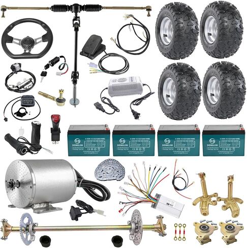 Complete 48V 1800W Brushless Electric Motor Kit with Controller, 29" Rear Axle Kit, Wheels, Throttle & Batteries – High-Torque DIY Conversion Kit for Go-Kart, ATV, Quad, and More in Saudi Arabia