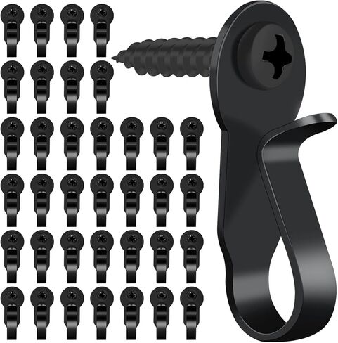 HiGift 36 Pack Light Hanger Hooks, Black Stainless Steel Screw in Hook for Hanging Outdoor Lights, Rope Light Clips for Christmas and Holiday Decor, Wire and Fairy Led Lights in Saudi Arabia