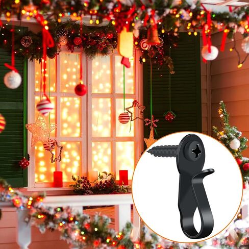 HiGift 36 Pack Light Hanger Hooks, Black Stainless Steel Screw in Hook for Hanging Outdoor Lights, Rope Light Clips for Christmas and Holiday Decor, Wire and Fairy Led Lights in Saudi Arabia