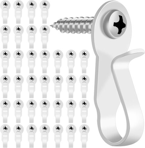 HiGift 36 حزمة خطافات شماعات خفيفة، برغي أسود من الفولاذ المقاوم للصدأ في خطاف لتعليق الأضواء الخارجية، ومشابك إضاءة حبل لديكور عيد الميلاد والعطلات، وأسلاك وأضواء LED خرافية in Kuwait