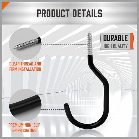 HORUSDY 6-Pack Heavy Duty Garage Storage Hooks, 6" Utility Wall Hooks for Tools, Ladders, Bikes, Hoses & Cords – Steel Garage Organizer Hooks for Wall Mount Storage Systems in Kuwait